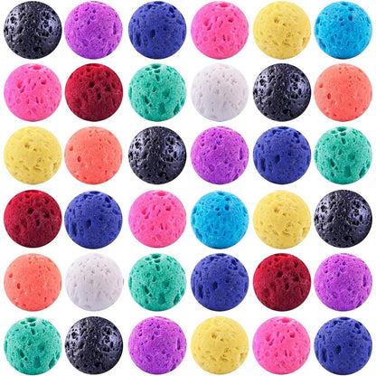 Color Lava Stone Beads Mixed Box Kit 200pcs 8mm Round Loose Chakra Rock Beads Random Color for Essential Oil Yoga Diffuser Bracelet Necklace Jewelry Making (Color Lava Stone Beads Mix Kit)