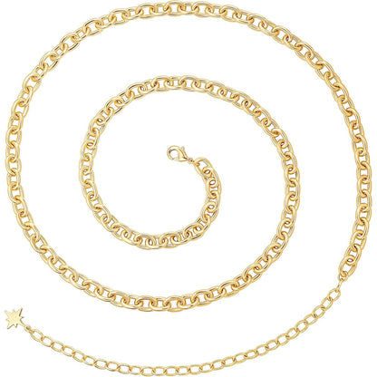 Adjustable 18k Gold Plated Waist Chain, Beach Bikini Body Chain, Handmade Boho Belly Chain