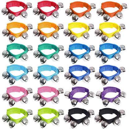 Augshy Jingle Bells, 24 Pcs Wrist Band Jingle Bells, 12 Musical Instruments Gift for Kids