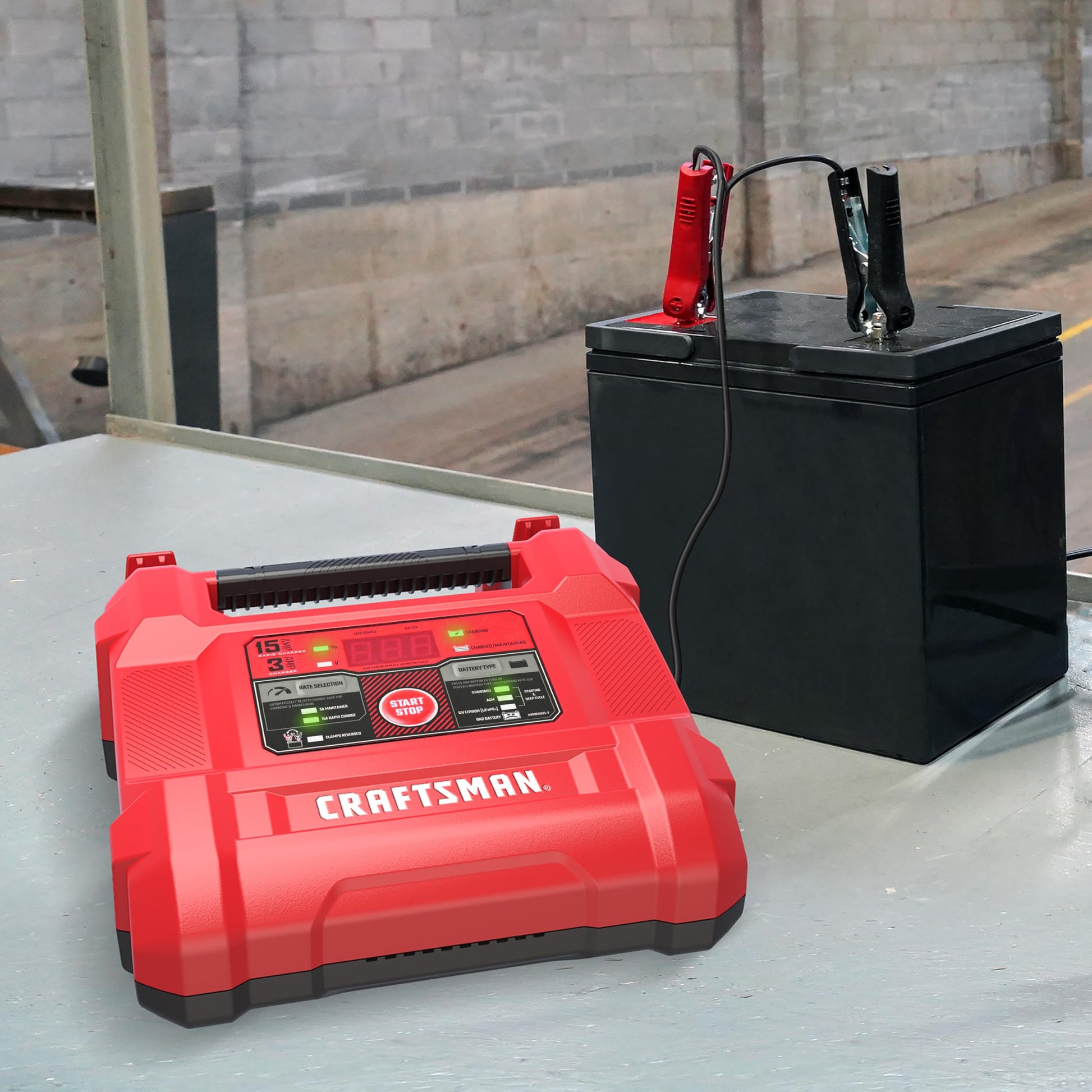 Buy now CRAFTSMAN 15A Car Battery Charger and Battery Maintainer, 4-in-1 Solution, for 6V/12V Power Sport, Automotive, and Marine Batteries, CMXCESM162 at indiglob india