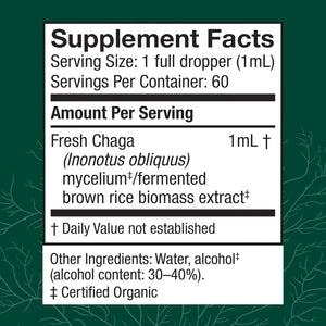 Host Defense Chaga Extract - Immune System Support Supplement - Chaga Mushroom for Antioxidant Activity Support - Liquid Dietary Mushroom Supplement - 2 fl oz (60 Servings)*