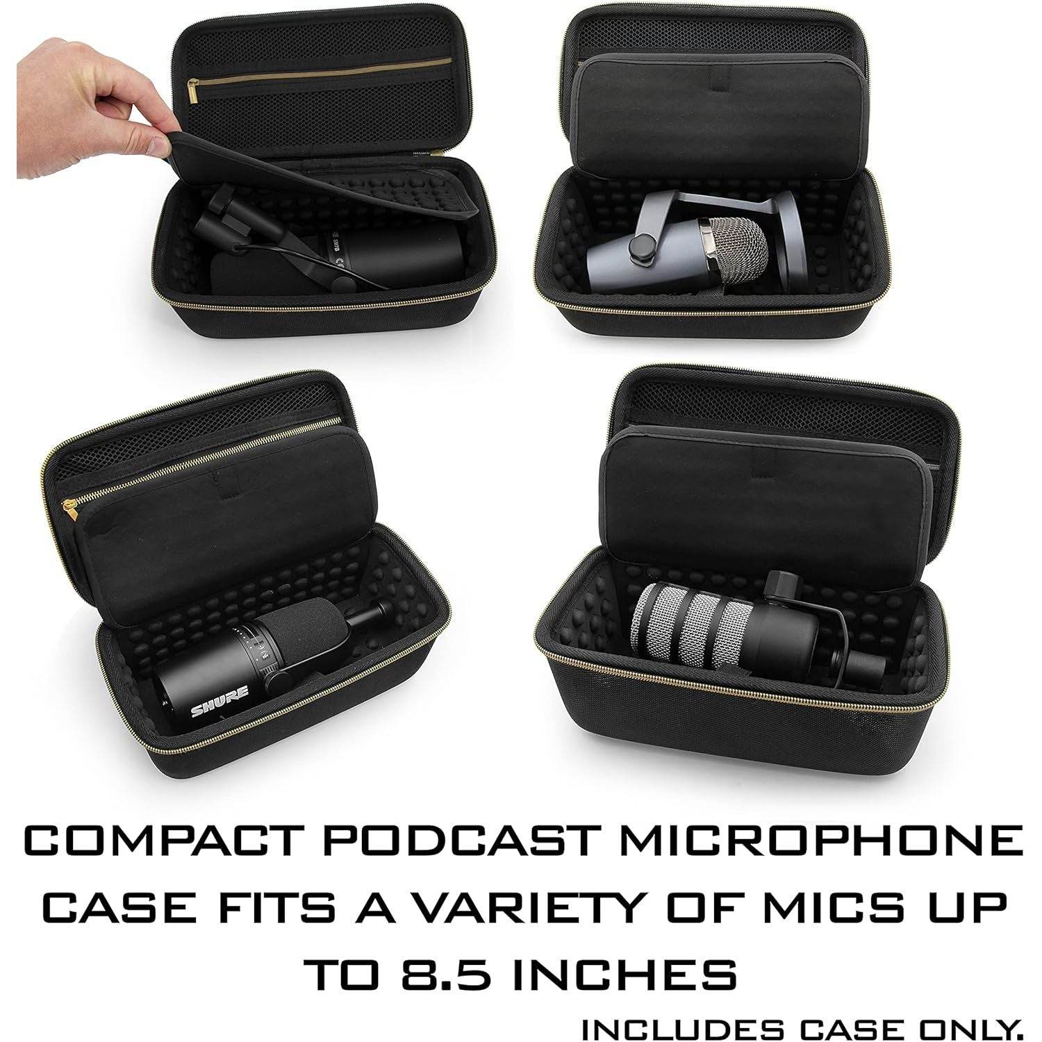 CASEMATIX Studio Case Compatible with Rode PodMic, Shure SM7B Microphone and Other Large Podcast Mics with XLR Recording Accessories - Includes Podcasting Mic Bag Only - My Store