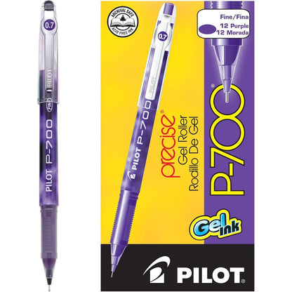 Pilot, Precise P-700 Gel Ink Rolling Ball Stick Pens, Fine Point 0.7 mm, Blue, Pack of 12