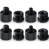8 Pieces Mic Stand Adapter 5/8 Female to 3/8 Male and 3/8 Female to 5/8 Male, 5/8 Female to 1/4 Male and 1/4 Female to 5/8 Male Screw Thread Adapter Mic Thread Adapter Set for Microphone (Black) - Black