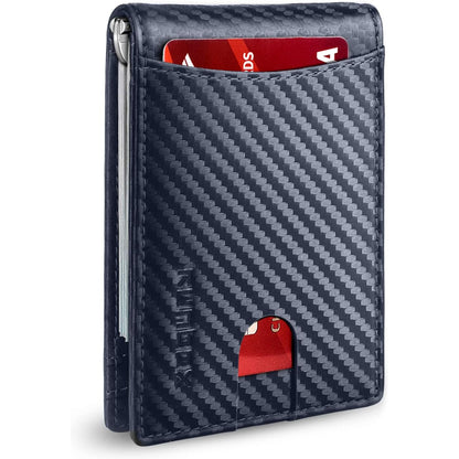 Slim Wallet for Men Genuine Leather RFID Blocking Bifold Minimalist Front Pocket Mens Wallet with Money Clip Thin Gift Box