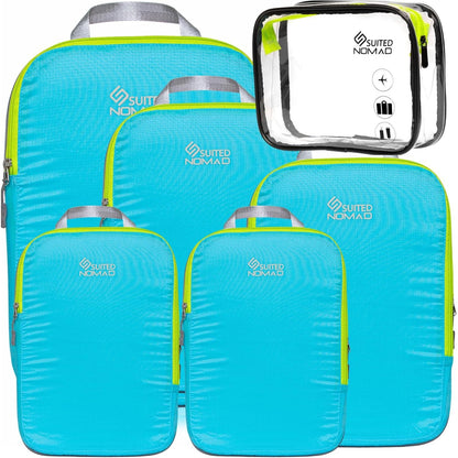 SUITEDNOMAD Ultralight Compression Packing Cubes Set, Suitcase and Backpack Travel Organizer Bags