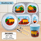 Bentology 5-Piece Construction Theme Mealtime Set - Includes Plate, Bowl, Utensils, and Glass - Dishwasher Safe, BPA Free, Cute Compartment Dish for Easy Self-Feeding