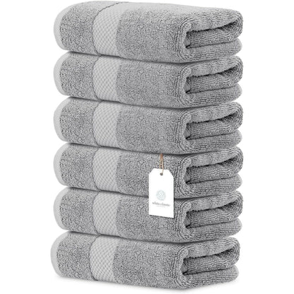 Luxury White Hand Towels - Soft 100% Turkish Cotton | Highly Absorbent Hotel spa Bathroom Towel Collection | 16x30 Inch | Set of 6