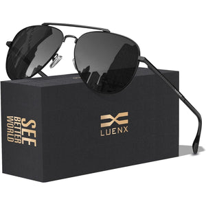 LUENX Aviator Sunglasses for Men Women Polarized Driving Classic Shades - UV 400 Protection with Accessories 60MM