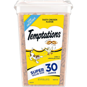 Temptations Classic Crunchy and Soft Cat Treats Tasty Chicken Flavor, 30 oz. Tub