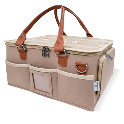 Baby Diaper Caddy With Lid, Diaper Caddy Organizer for New Mom Gifts, Newborn Essentials Must Haves, Registry for Baby, Baby Registry Search, Baby Gift Basket Baby Must Haves Travel Bag