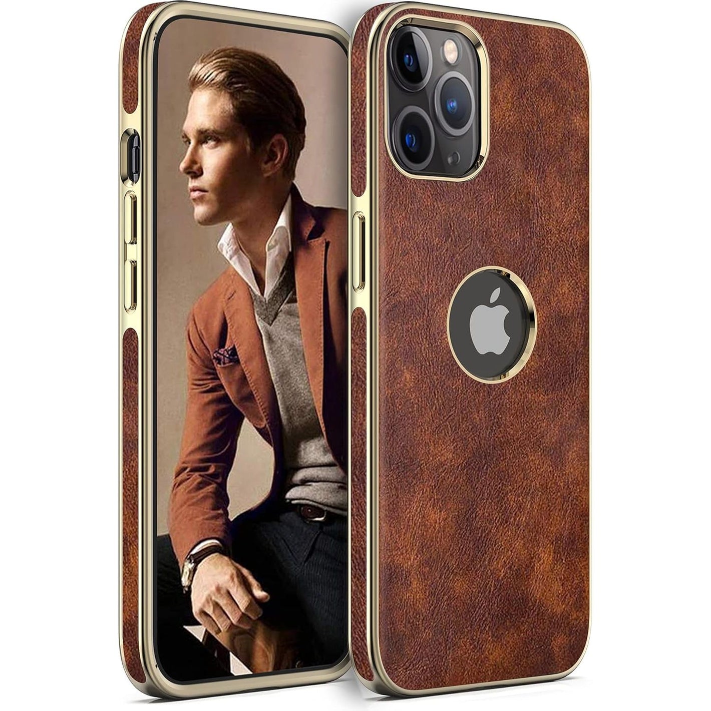 LOHASIC for iPhone 14 Pro Max Case, Vintage Leather Thin Slim Luxury PU Soft Flexible Bumper Non-Slip Grip Anti-Scratch Protective Cover Men Women Phone Cases for iPhone 14 Pro Max 6.7" 2022 - Brown