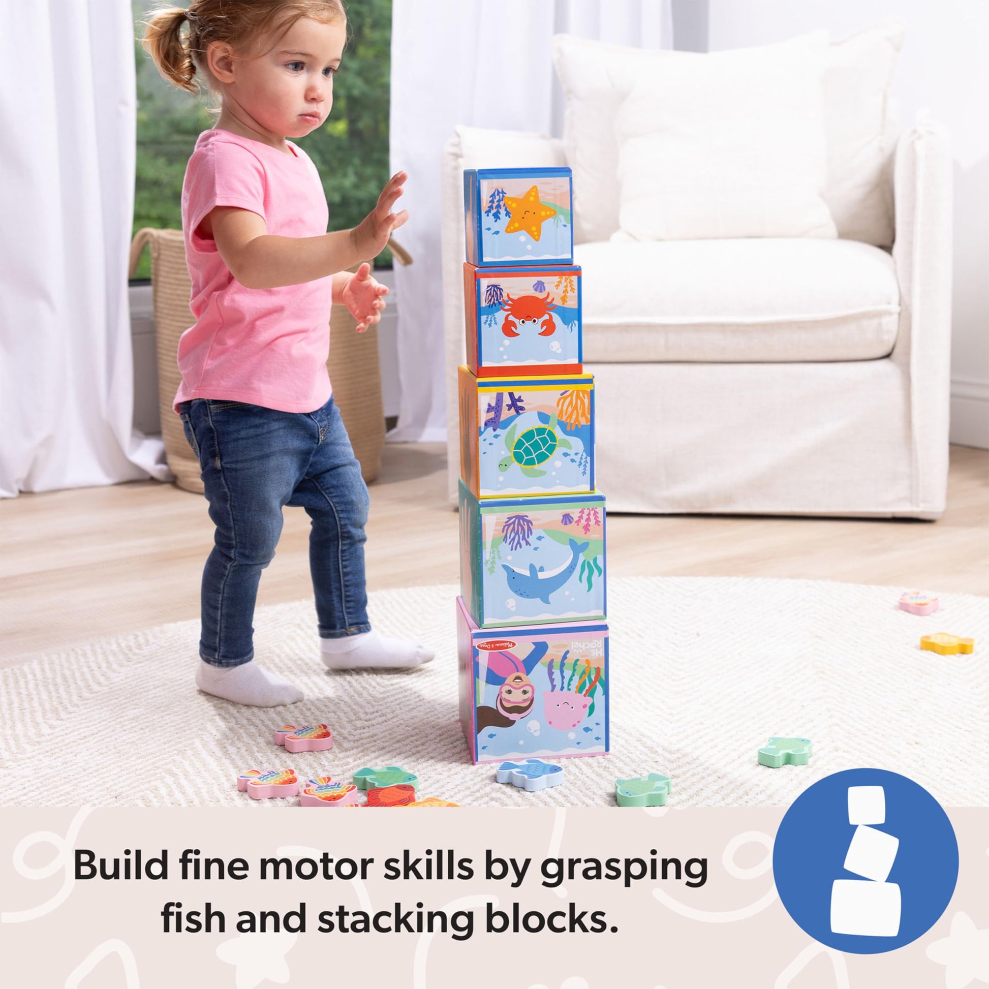 Buy now Melissa & Doug?? Ms. Rachelƒ?› Sort and Count Nesting and Stacking Blocks with Wooden Fish Preschool Learning Toy for Boys, Girls - FSC Certified at indiglob india