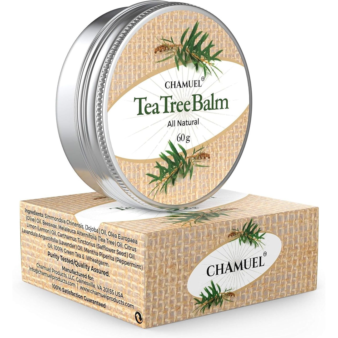 Chamuel Tea Tree Oil Balm - All Natural | Great Cream for Soothing Eczema, Psoriasis, Rashes, Jock Itch, Insect Bites, Folliculitis, Acne, Itches, Cracked Heels, Cuticles, Saddle Sores & more!