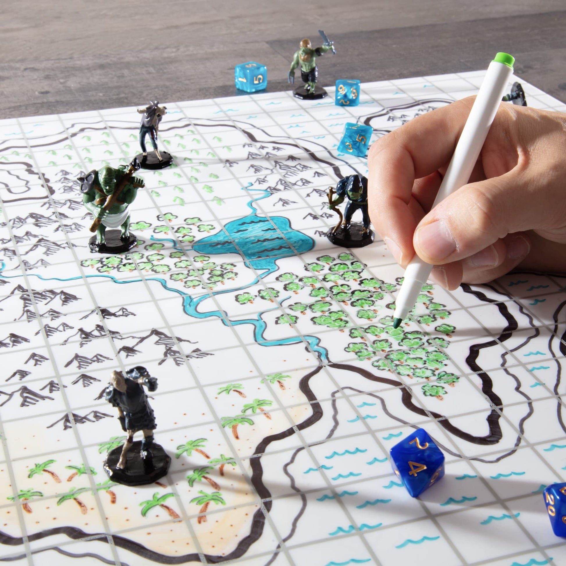 Buy now Double-Sided Role Playing RPG Game Mat- Reversible Silicone Battle Matte Grid w Hexes and Squares- XL 20"x20"-Foldable, Rollable, Wet Eraseable - Made for D&D Dungeons Dragons, Pathfinder and More at indiglob india