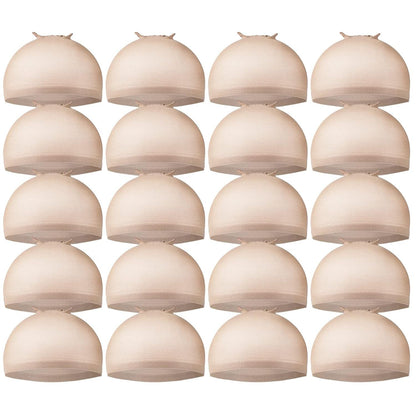 Teenitor Wig Caps, 20 Pack Stretchy Nylon Skin Tone Wig Application Caps for Women and Men - Brown