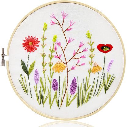 Maydear 3 Sets Embroidery kit for Beginners Adults,Embroidery Kit Punch Needle Kit Cross Stitch Kits with Embroidery Hoop and Instructions,Hand Embroidery Starter Kit