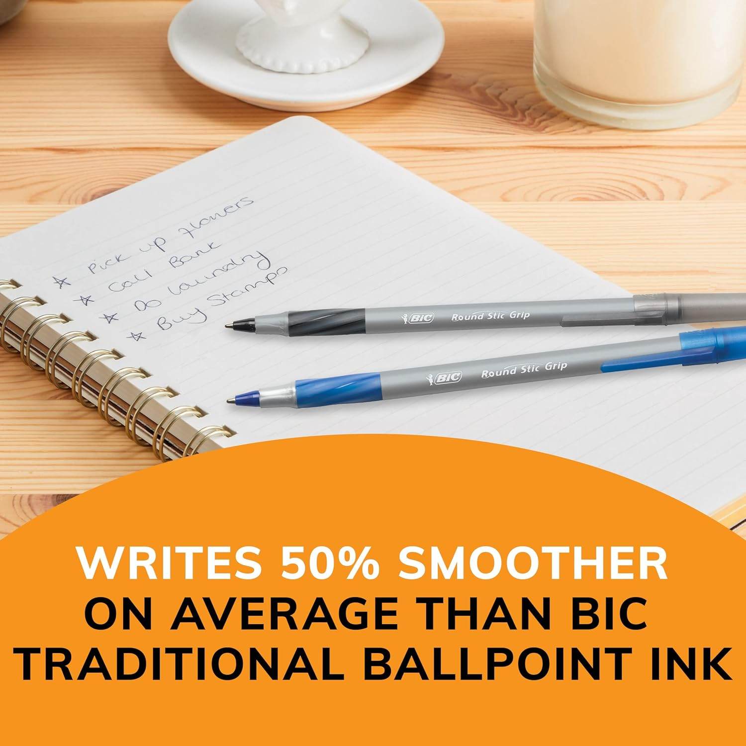 BIC Round Stic Grip Xtra Comfort Blue Ballpoint Pens, Medium Point (1.2mm), 36-Count Pack, Excellent Writing Pens With Soft Grip for Superb Comfort and Control - My Store