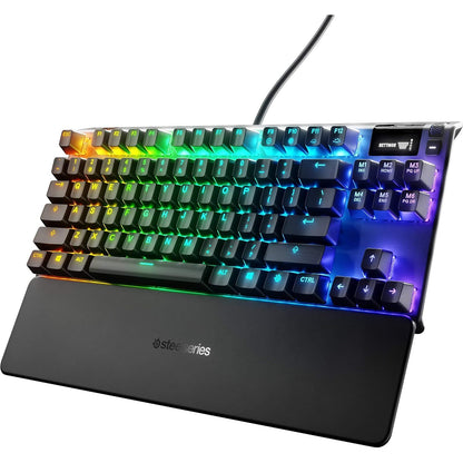 SteelSeries Apex 7 TKL Compact Mechanical Gaming Keyboard – OLED Smart Display – USB Passthrough and Media Controls – Linear and Quiet – RGB Backlit (Red Switch)