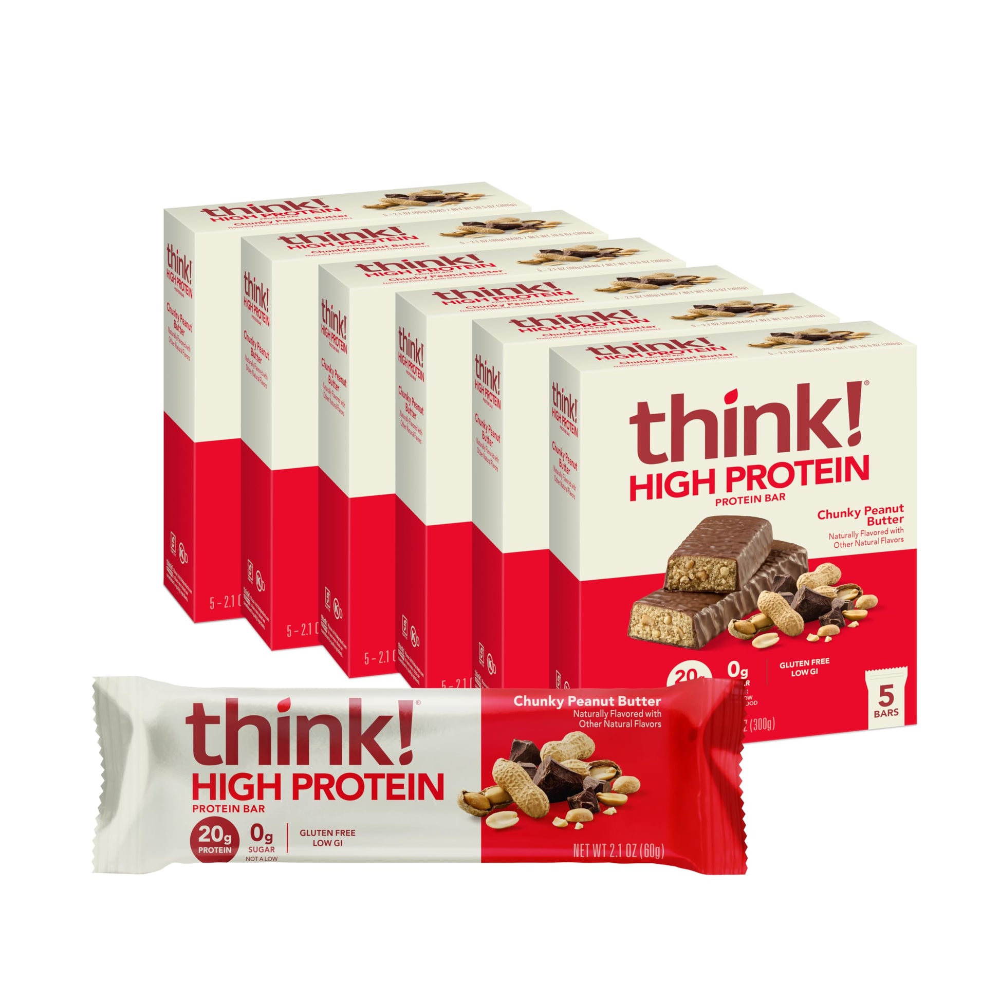 Buy now think! Protein Bars, High Protein Snacks, Gluten Free, Kosher Friendly, Creamy Peanut Butter, Nutrition Bars, 2.1 Oz per Bar, 12 Count (Packaging May Vary) at indiglob india