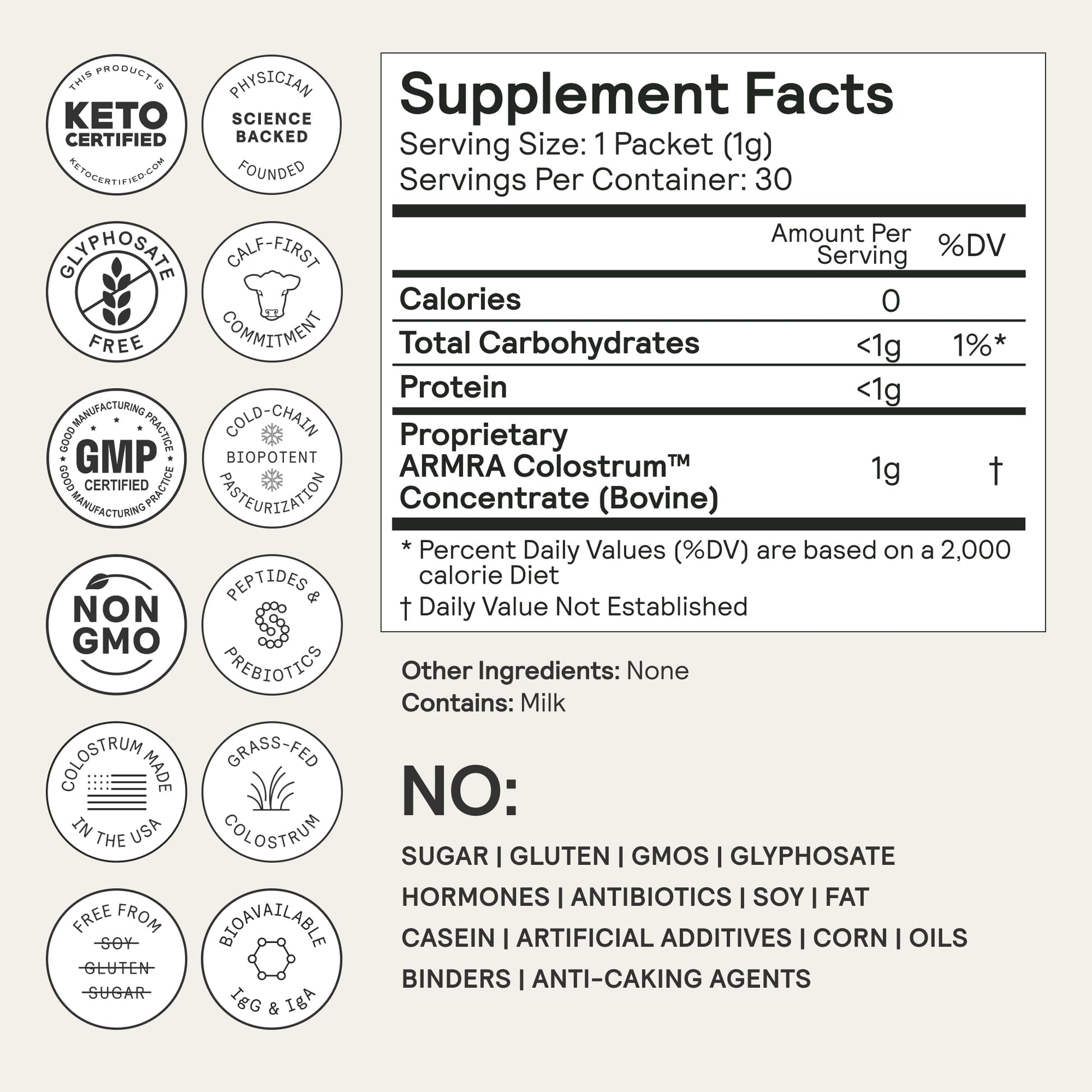Buy now ARMRA Colostrum Powder | Unflavored | Gut Health & Bloating | Skin & Hair | Immunity | Keto, Gluten & Fat-Free | 30 Servings at indiglob india