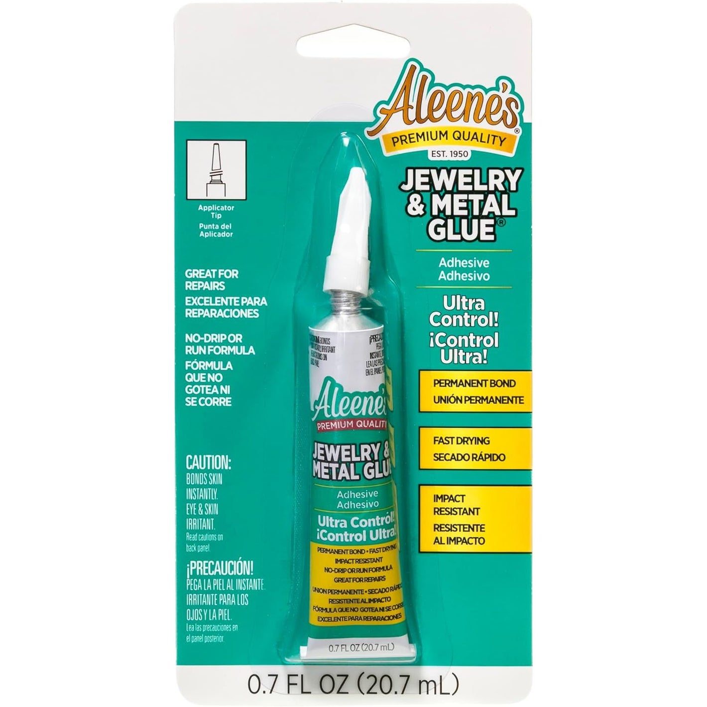 Aleene's 21709 Jewelry & Metal Glue, 0.7 oz - Instant Adhesive, Permanent Bond, Waterproof, Dries Clear, Ideal for Repairs