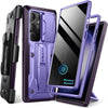 TONGATE for Samsung Galaxy S23 Ultra Case, [Built-in Slide Camera Cover & Screen Protector] [2 Front Frame] Military Grade Shockproof S23 Ultra Phone Case with Kickstand & Belt-Clip 6.8", Black - Privacy Purple