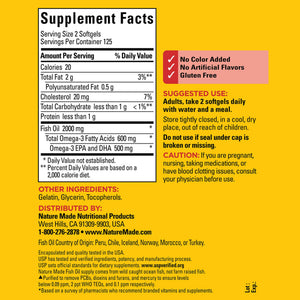 Buy now Nature Made Fish Oil Omega 3 Supplements, 1000mg Softgels, Omega 3 Fish Oil for Healthy Heart Support, 250 Softgels, 125 Day Supply at indiglob india