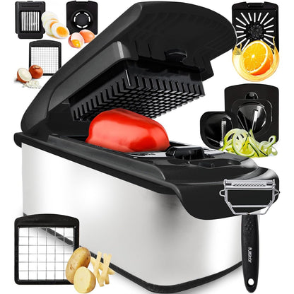 Fullstar The Original Pro Chopper - Vegetable Chopper and Spiralizer, Food Chopper with Container, Fruit Slicer, Kitchen Gadgets & Accessories, Home Essentials (4 in 1, White)