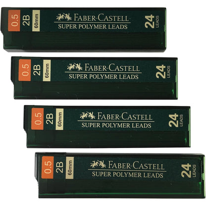 Faber-Castell 0.5mm 2B Mechanical Pencil Refills (96 Leads, 4 Tubes of 24 Leads Each)