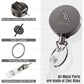 2 Pack Heavy Duty Metal Retractable Badge Holder Reel with Belt Clip Key Ring and Waterproof Vertical Clear ID Card Holder + 2 Extra Carabiner Key Chain Rings, 30 inches Strong Dyneema Pull Cord