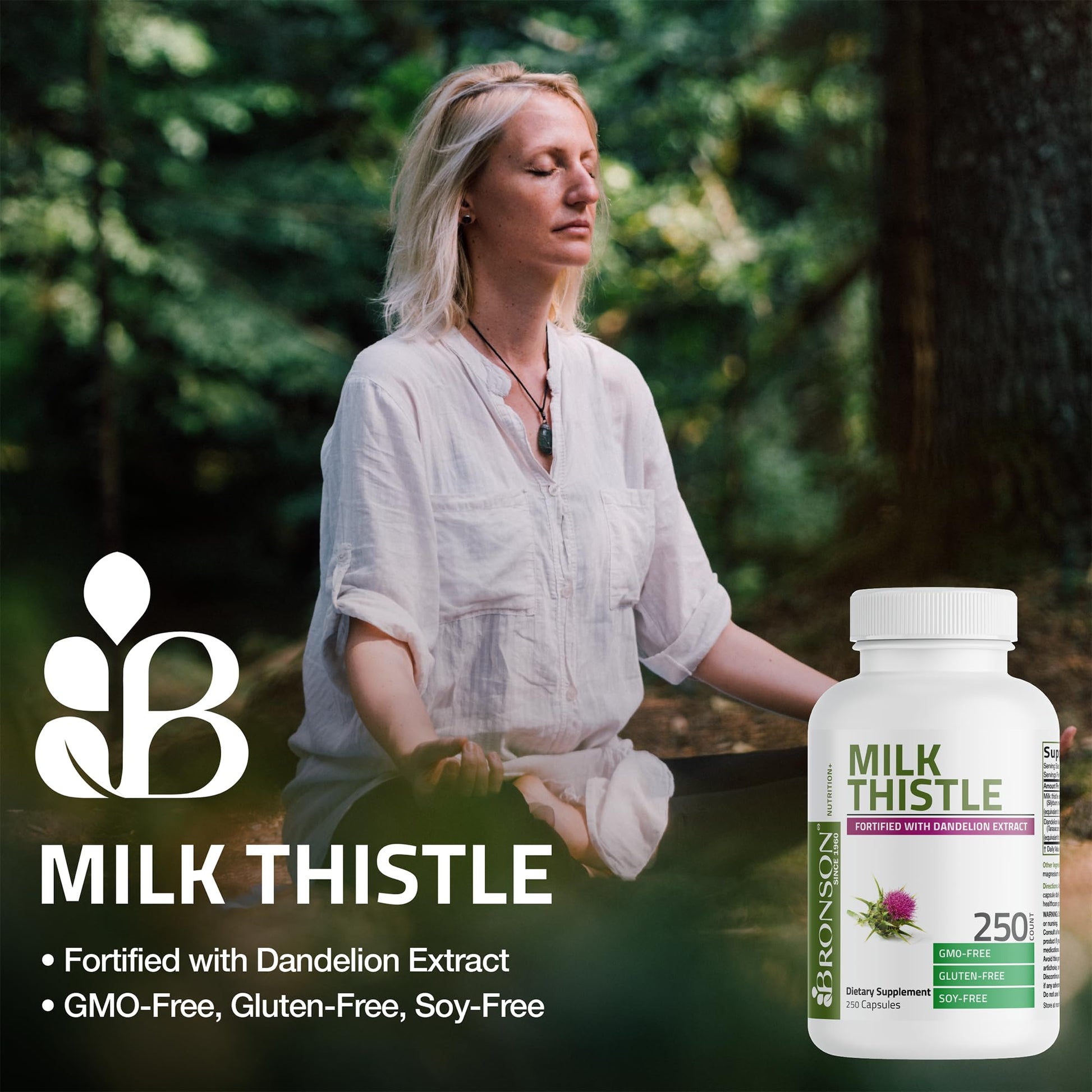 Buy now Bronson Milk Thistle Silymarin Marianum & Dandelion Extract Liver Health Support, Antioxidant Support, Detox, 250 Capsules at indiglob india