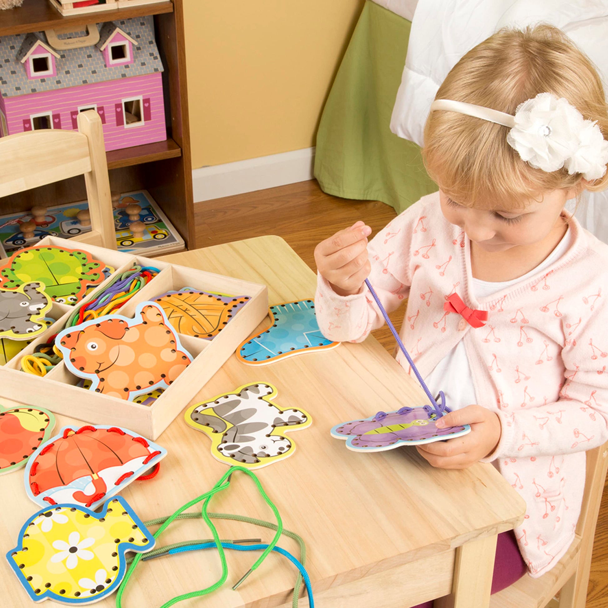 Buy now Melissa & Doug Alphabet Wooden Lacing Cards With Double-Sided Panels and Matching Laces at indiglob india