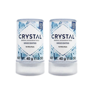 CRYSTAL™ Travel Stick Mineral Deodorant - Unscented Body Deodorant With 24-Hour Odor Protection, Non-Staining & Non-Sticky, Aluminum Chloride & Paraben Free, 1.5 FL OZ – (Pack of 2)
