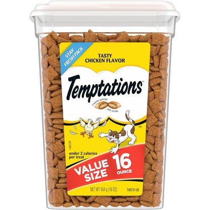 Temptations Classic Crunchy and Soft Cat Treats Tasty Chicken Flavor, 16 oz. Tub