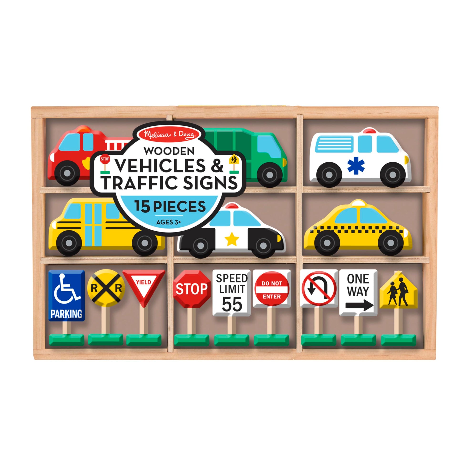 Buy now Melissa & Doug Wooden Vehicles and Traffic Signs with 6 Cars and 9 Signs at indiglob india