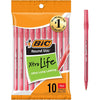 BIC Round Stic Xtra Life Assorted Ink Ballpoint Pens, Medium Point (1.0mm), 60-Count Pack of Bulk Pens, Flexible Round Barrel for Comfortable Writing, No. 1 Selling Ballpoint Pens - Red
