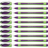 Schneider Xpress Premium Fineliner, 0.8 mm Porous Point, Light Green Barrel, Blue Ink, Box of 10 Pens (190003) - Violet