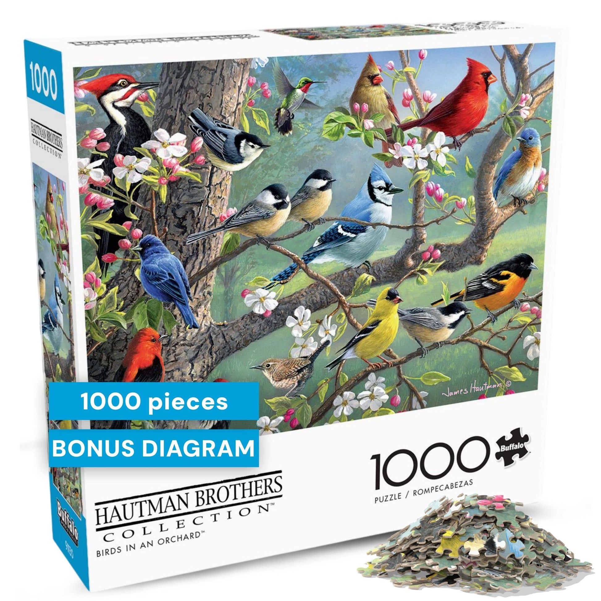 Buy now Buffalo Games - Birds in an Orchard - Hautman - 1000 Piece Jigsaw Puzzle for Adults, Challenging Bird Puzzle for Game Nights, Finished Size 26.75 x 19.75, Made in the USA at indiglob india