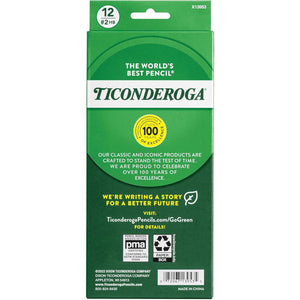 Ticonderoga Wood-Cased Pencils, Unsharpened, #2 HB Soft, Black, 12 Count