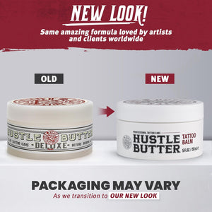 Hustle Butter Tattoo Aftercare 5oz Tattoo Balm, Heals + Protects New Tattoos and Rejuvenates Older Tattoos - 100% Vegan Cream No-Petroleum