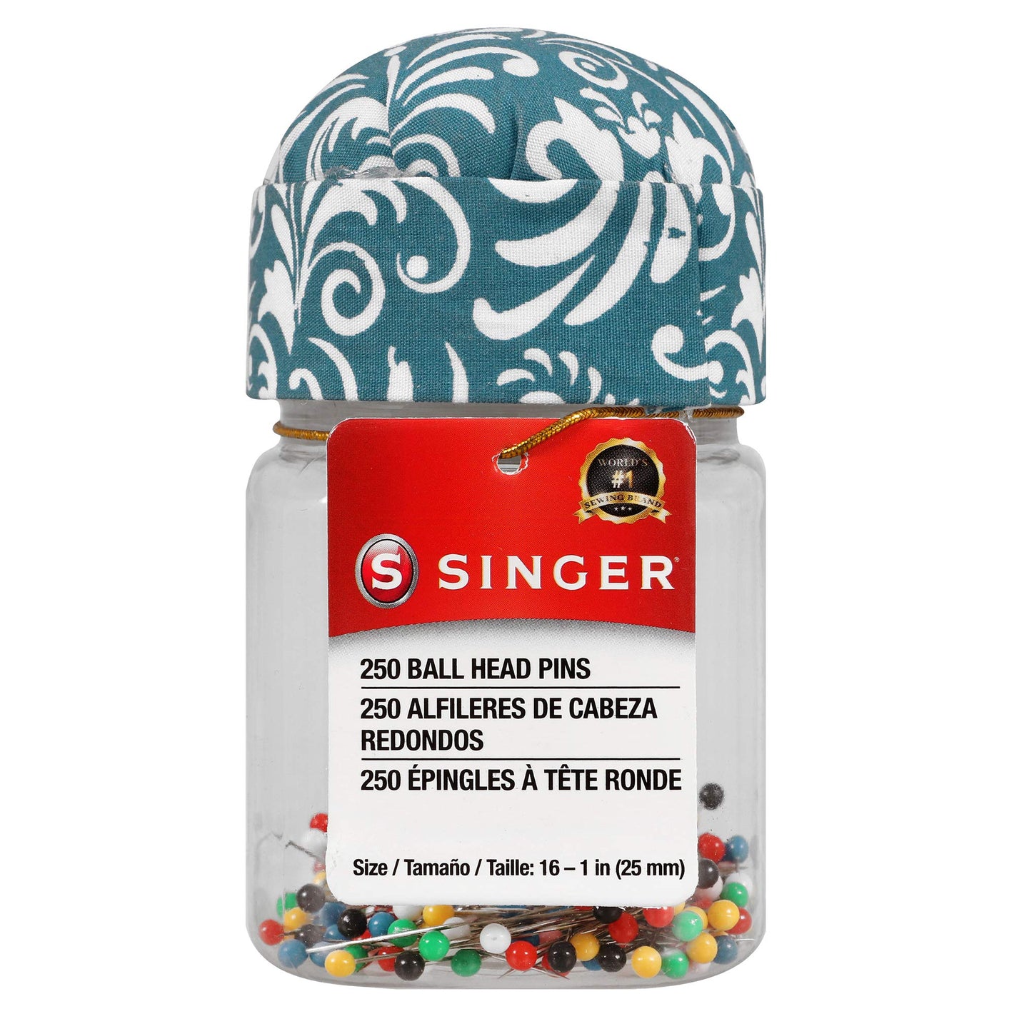 Buy now Singer 47040 1-Inch Ball Head Jar with Pin Cushion Lid, Multicolor at indiglob india