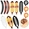 Chuangdi 12 Pcs Banana Hair Clips for Women Classic Clincher Double Combs Large Fishtail Hair Clip Banana Ponytail Holder, 4 Styles(Tortoiseshell Color, White, Clear, Black) - Multi-colored