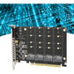 M.2 NVME SSD to PCIe 4.0 Adapter Card, 4 Port M.2 NVMe to PCIE x16 Expansion Card for M Key NVMe SSD, 4 x 32Gbps Full‑Speed(ph44)