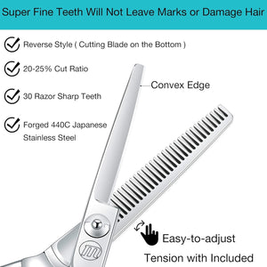 Professional 5.5 Inch Hair Cutting Scissors Hair Thinning Shears Set, Salon Barber Hair Cutting Texturizing Blending Shear for Women Men Adults, Handmade from 440C Japanese Stainless Steel