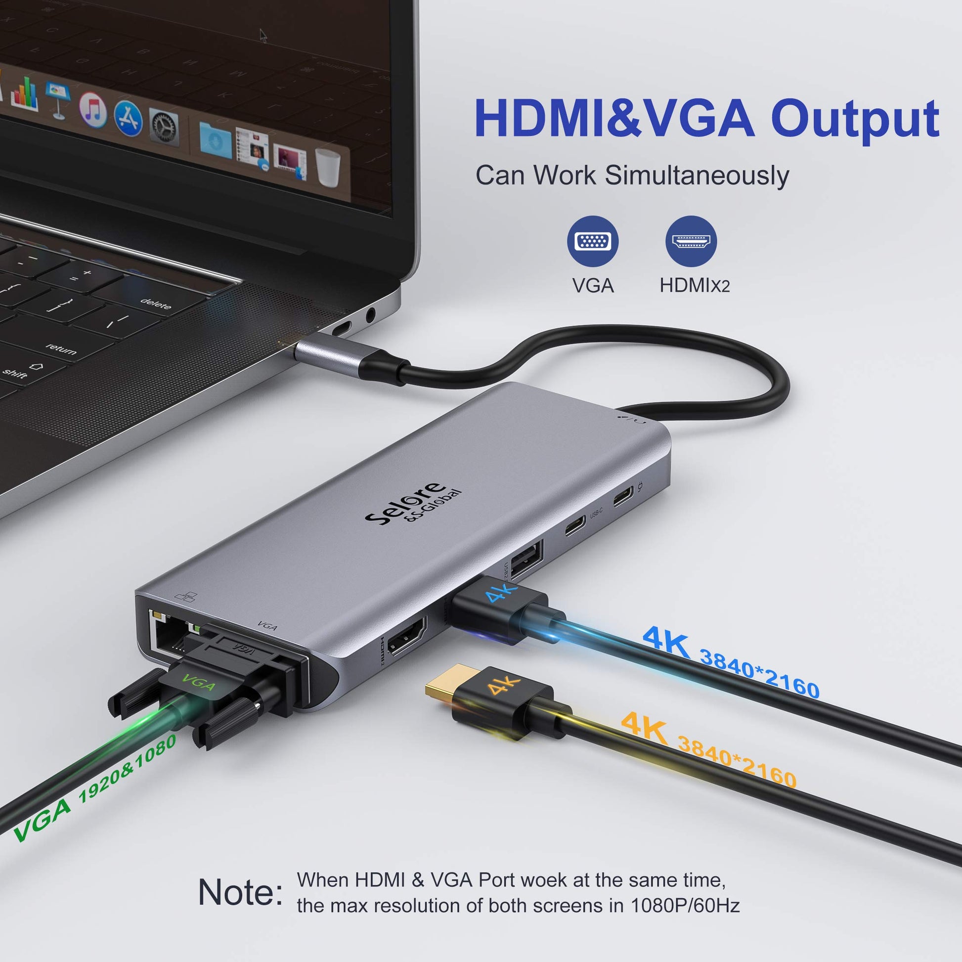 Buy now USB C Docking Station Dual Monitor,USB C Dual Monitor 2 HDMI Adapter,Triple Display 4K HDMI&VGA,10Gbps Data Transfer,14 in 1-3USB3.0&2USB2.0,Gigabit Ethernet,100W PD,SD/TF Card Reader,3.5mm Audio at indiglob india