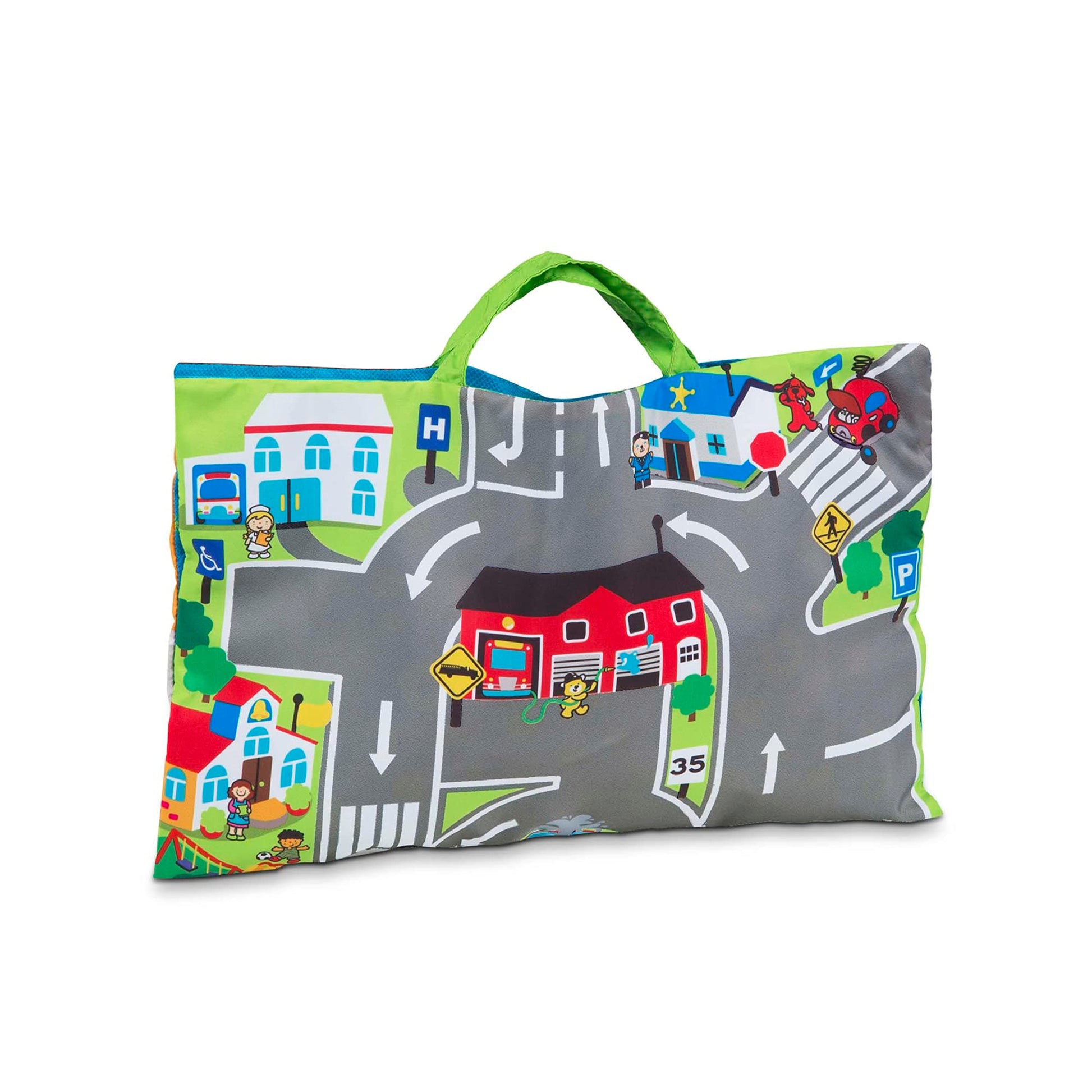 Buy now Melissa & Doug Take-Along Town Play Mat (19.25 x 14.25 inches) with 9 Soft Vehicles at indiglob india