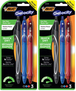 Buy now BIC Gelocity Quick Dry Blue Gel Pens, Medium Point (0.7mm), 12-Count Pack, Retractable Gel Pens With Comfortable Full Grip 3 Count (Pack of 2) Assorted at indiglob india