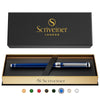 Scriveiner Black Lacquer Rollerball Pen - Stunning Luxury Pen, Real Gold Plating, Schmidt Ink Refill, Best Roller Ball Gift Set for Men & Women, Professional, Executive Office, Nice Pens - 13. Midnight Blue with Chrome