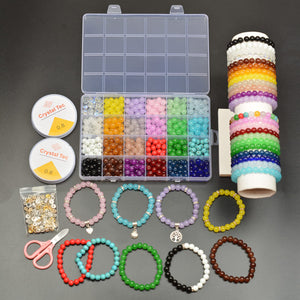 Buy now AIFNIY 570PCS Glass Beads for Jewelry Making 8mm Turquoise 24 Colors Crystal Beads Bracelet Making Kit Loose Round Gemstone Stone Spacer Chakra Energy Healing Beads Bulk DIY Crafts (Kit A) at indiglob india
